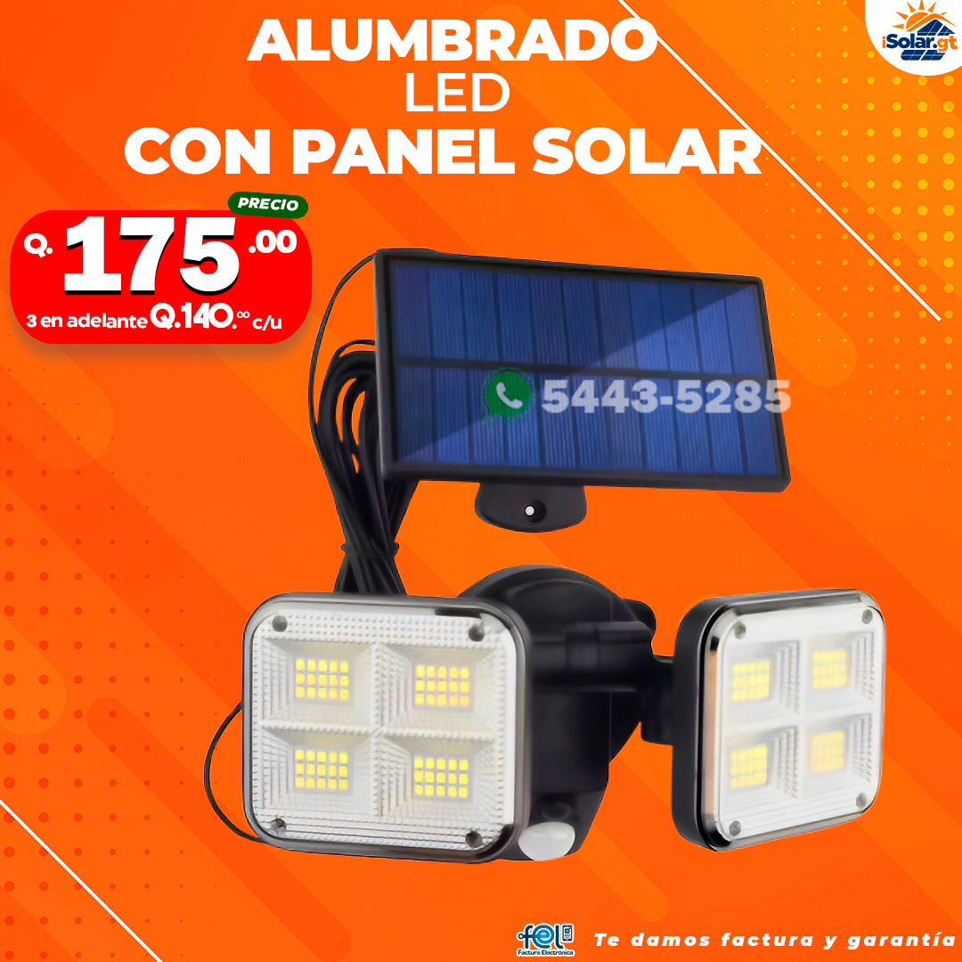Alumbrado led con panel solar con cable de 5 mt