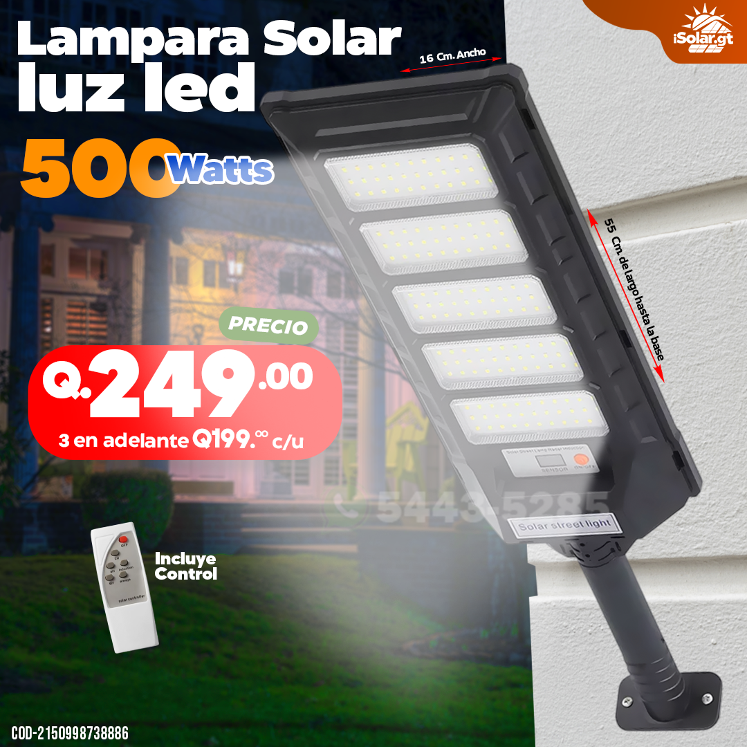 Lampara Solar con Luz Led de 500 watts