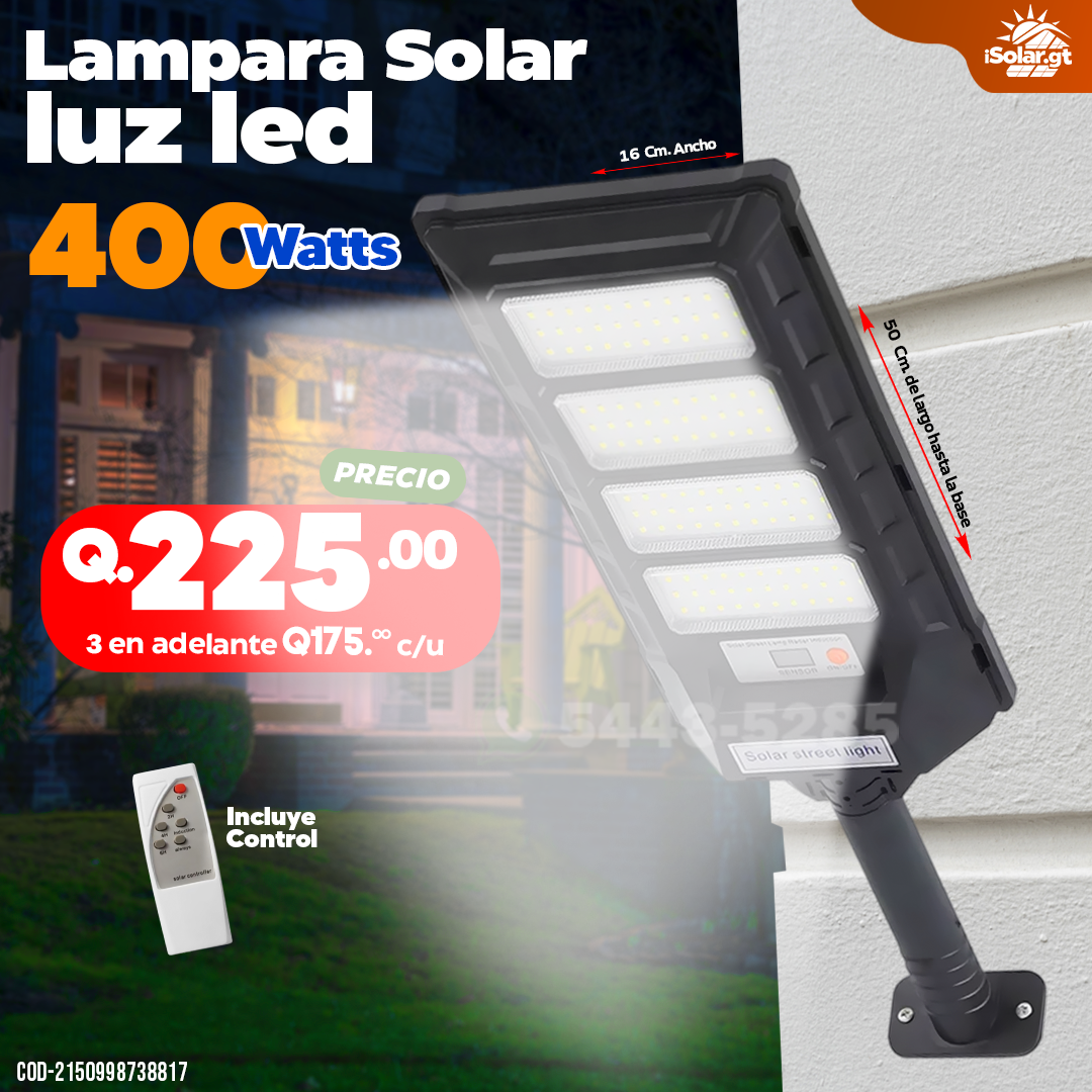 Lampara Solar con Luz Led de 400 watts