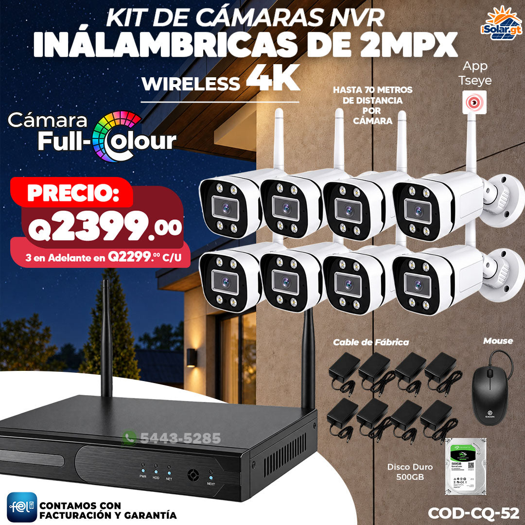 📹📡 Kit NVR Inalámbrico 8 Cámaras 2MPX | Wireless 4K 📺