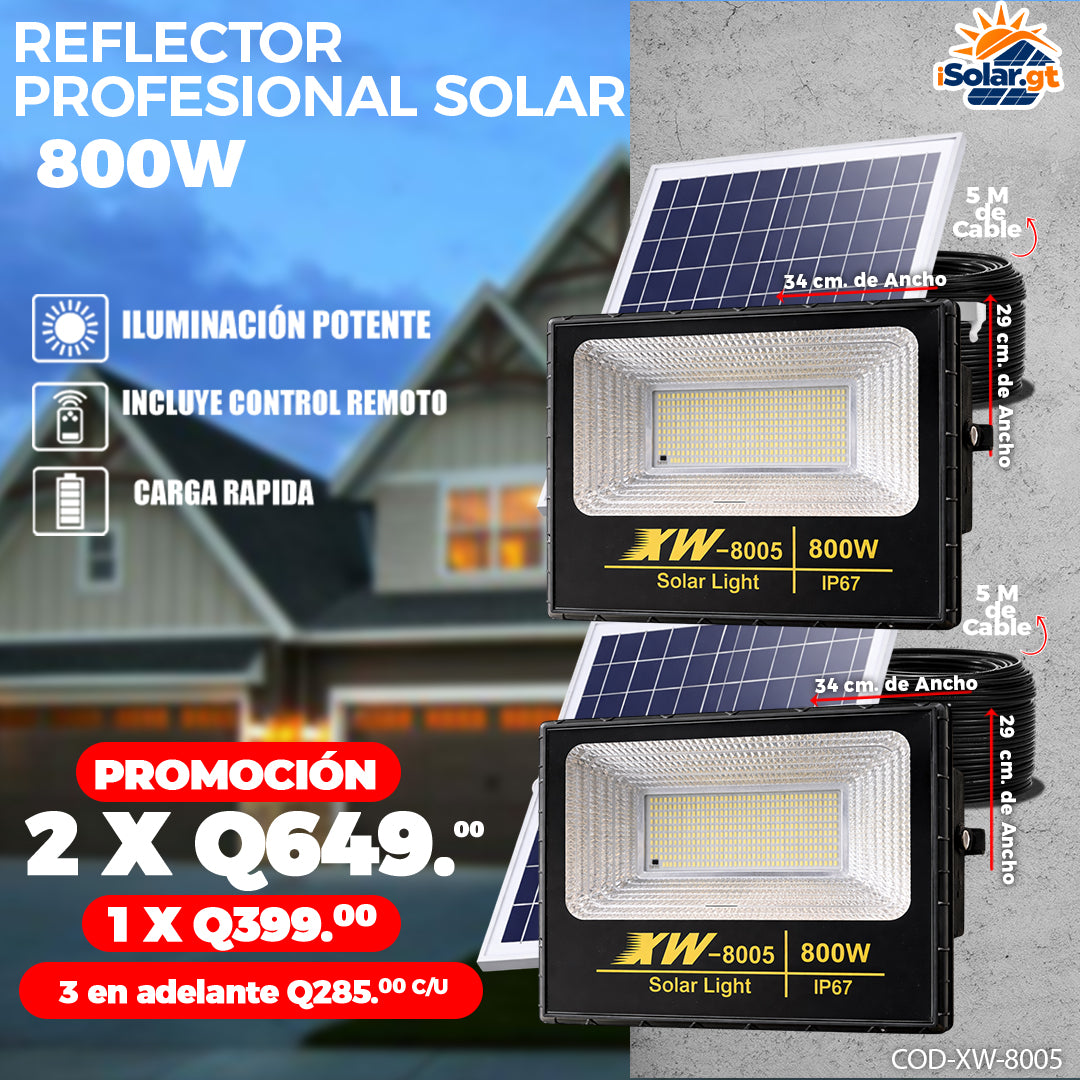 Reflectores Solares con Panel 800 Watts 🌞