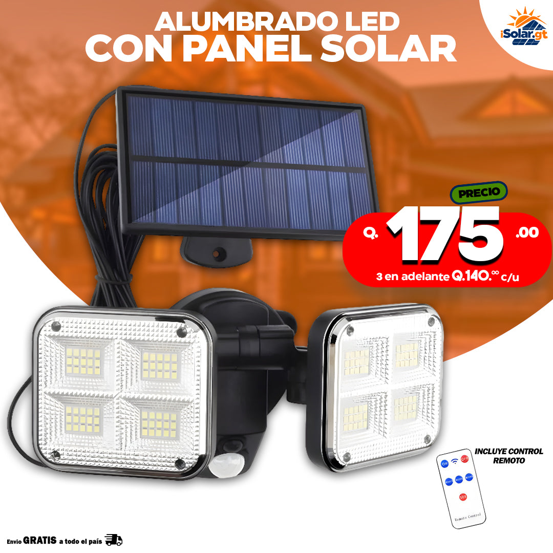 Alumbrado led con panel solar con cable de 5 mt