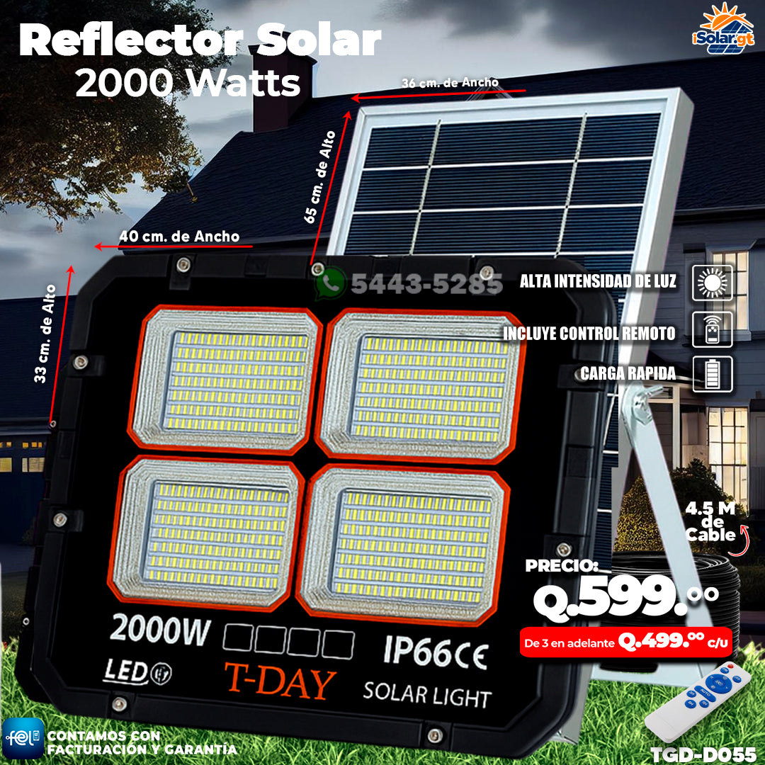 Reflector Profecional Solar 2,000 watts 🌙