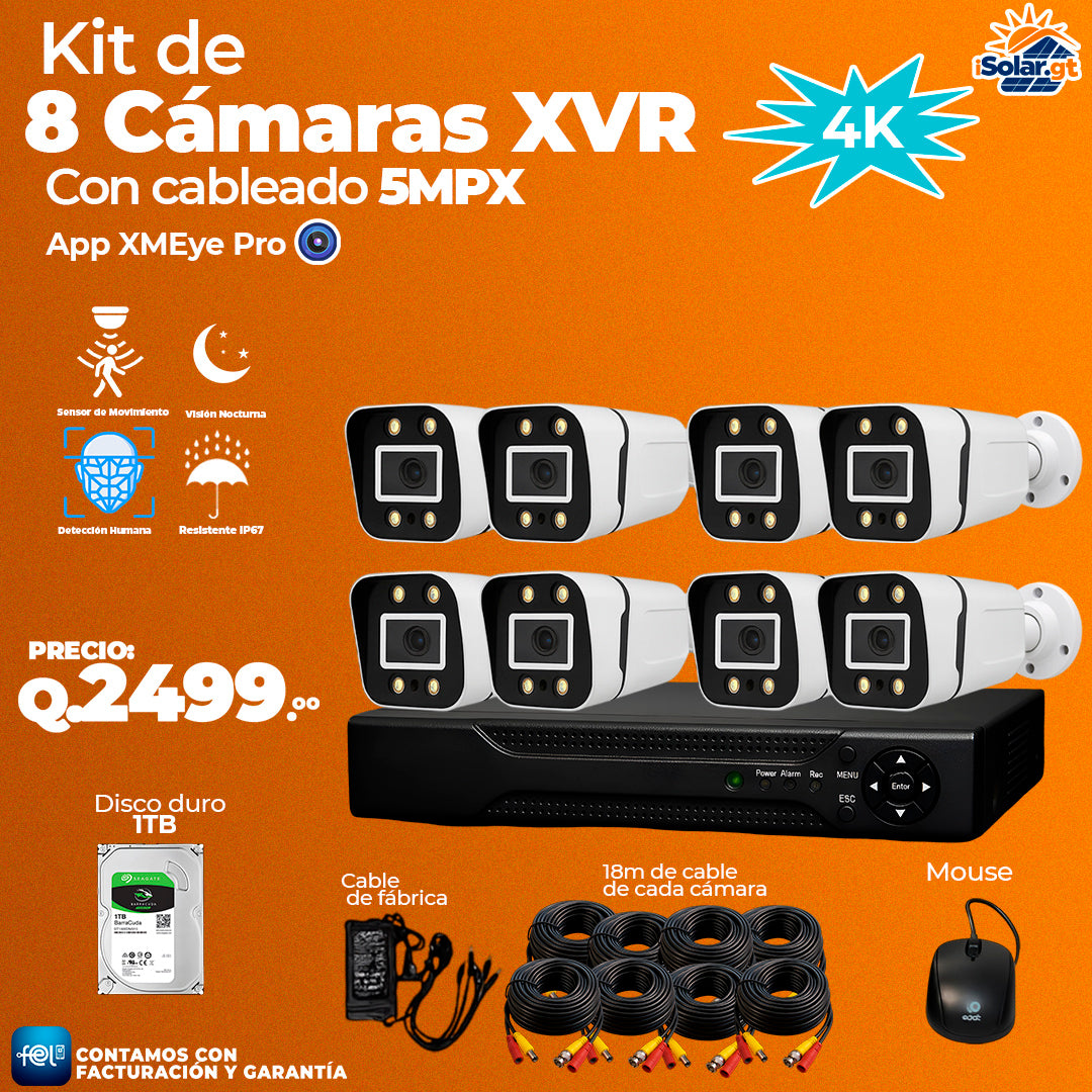 Kit de 8 Cámaras XVR
