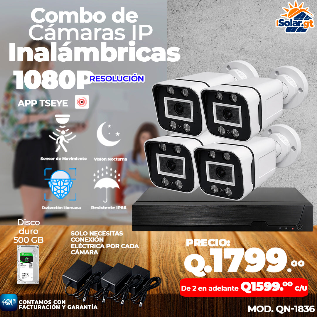 Combo de 4 Cámaras IP Inalámbricas 🎥