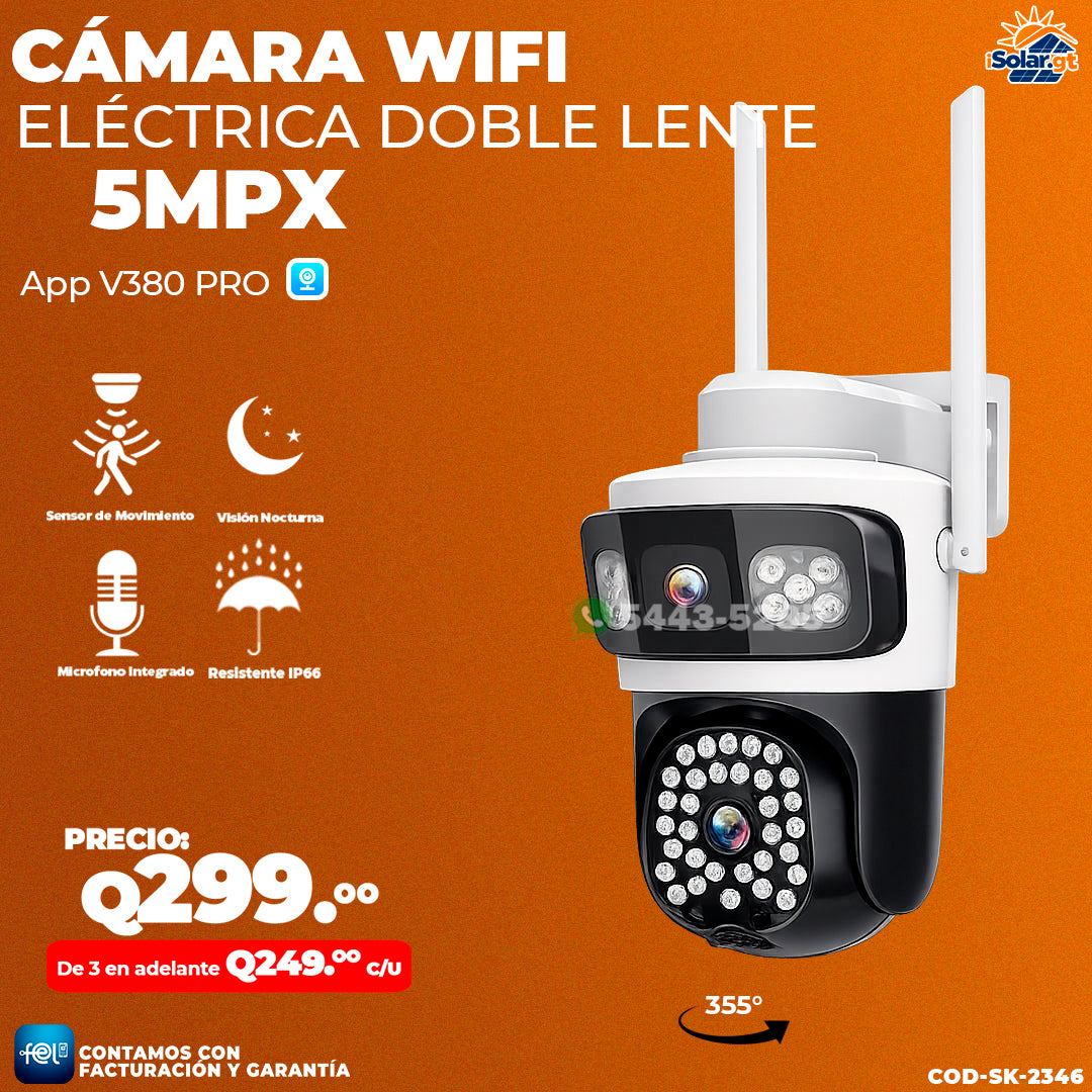 Cámara Wifi Doble lente de 5MPX ☂️