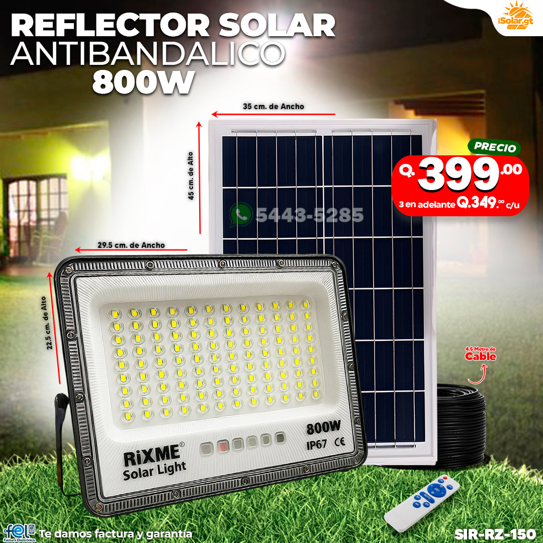 Reflector Industrial Solar Antibandálico de 800 Watts 🔆💪🌞