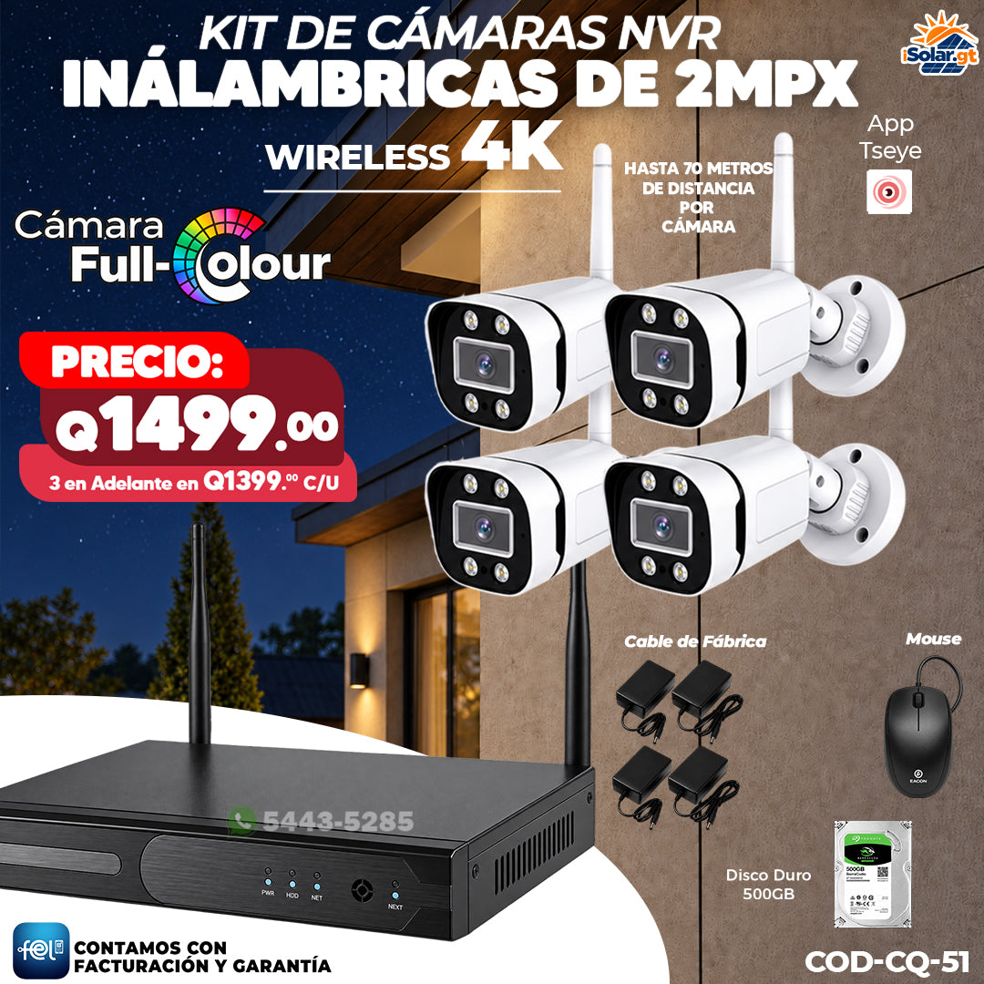 📹📡 Kit NVR Inalámbrico 4 Cámaras 2MPX | Wireless 4K 📺