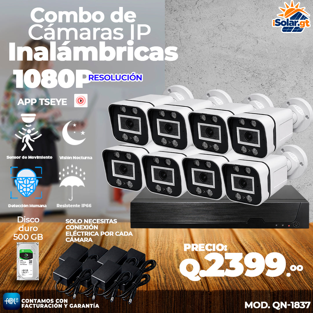 Combo de 8 Cámaras IP Inalámbricas 🎥