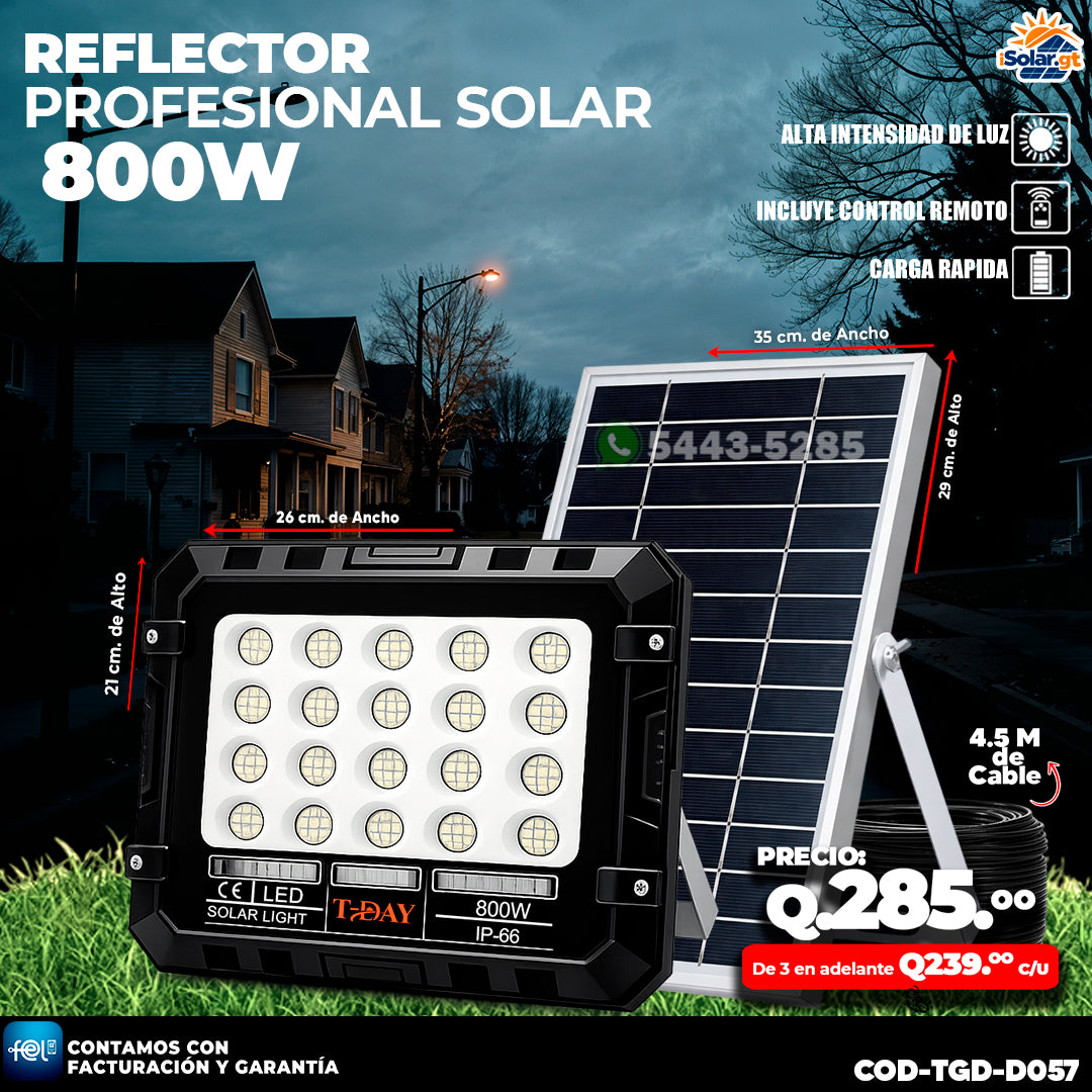 Reflector Profecional Solar 800 watts 🌙