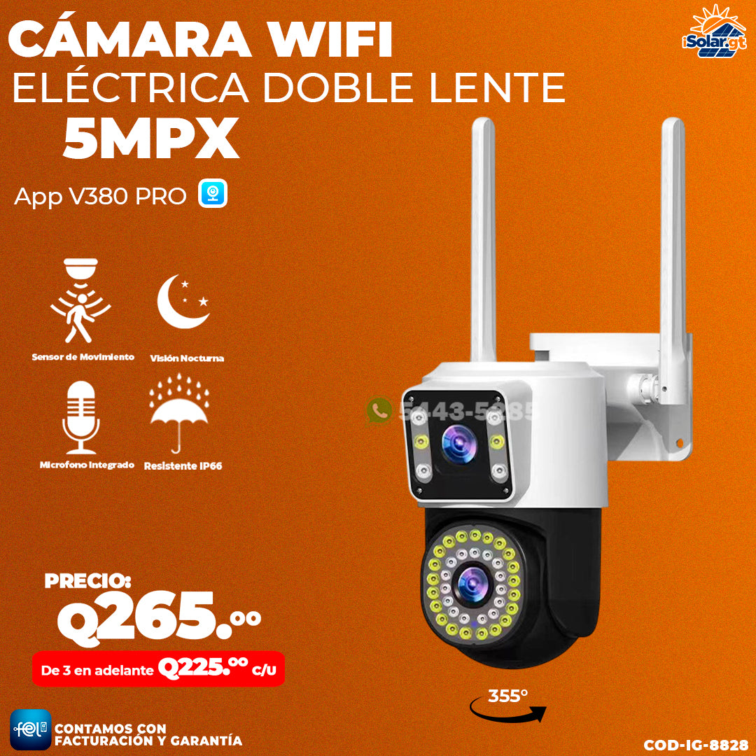 Cámara Wifi Doble lente de 5MPX ☂️✅