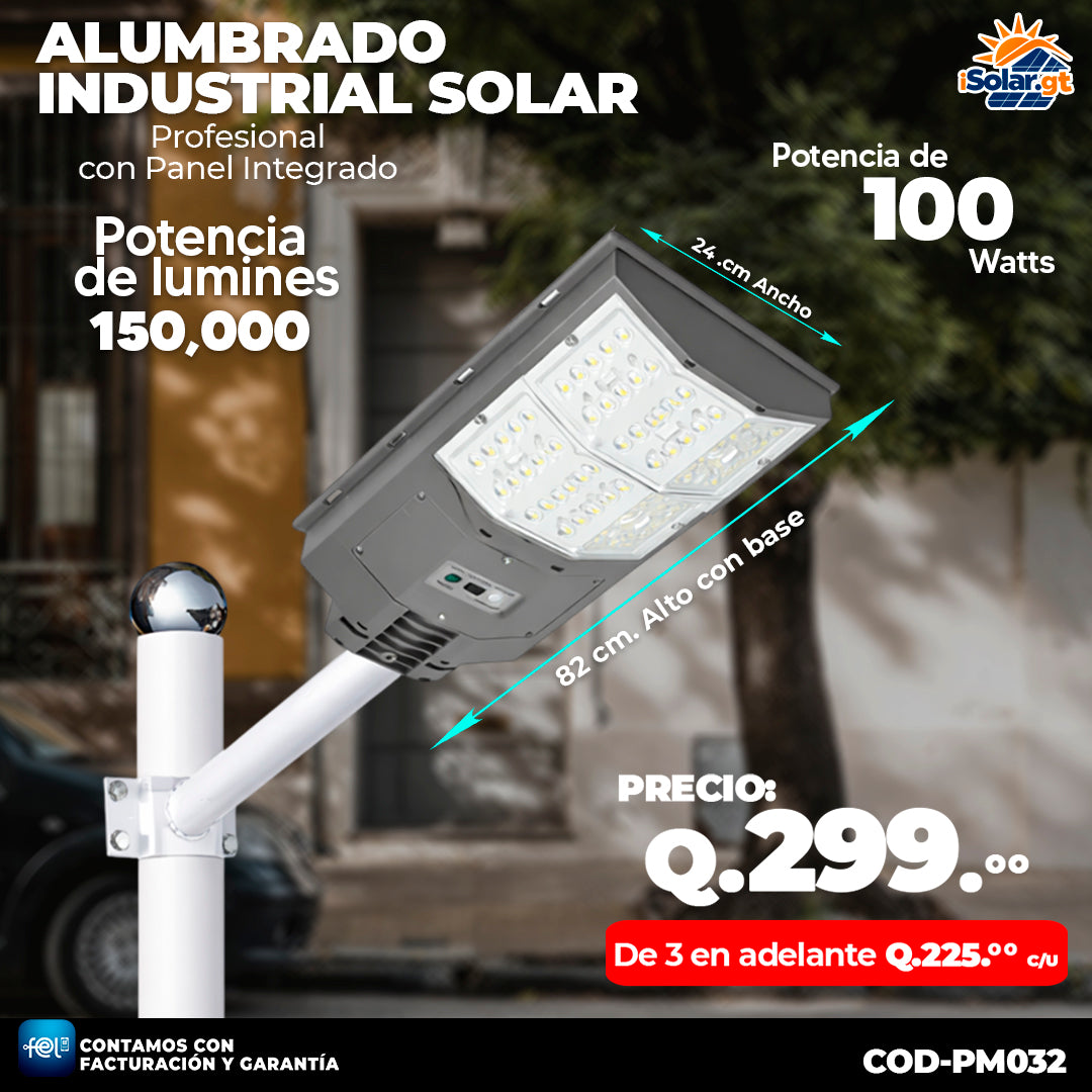 Alumbrado Solar Industrial de 100 Watts ☀️