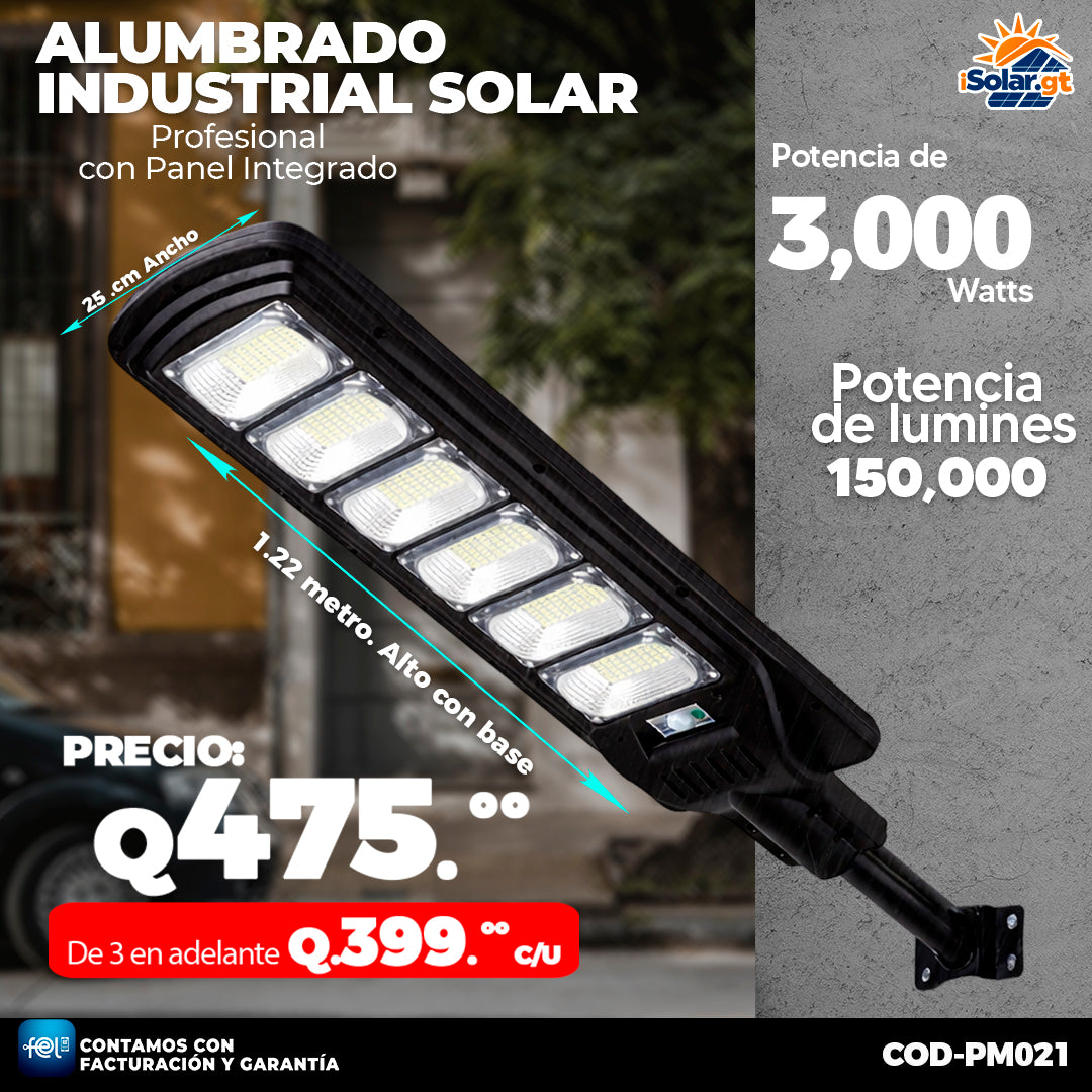 Alumbrado Solar Industrial de 3,000 Watts ☀️☀️