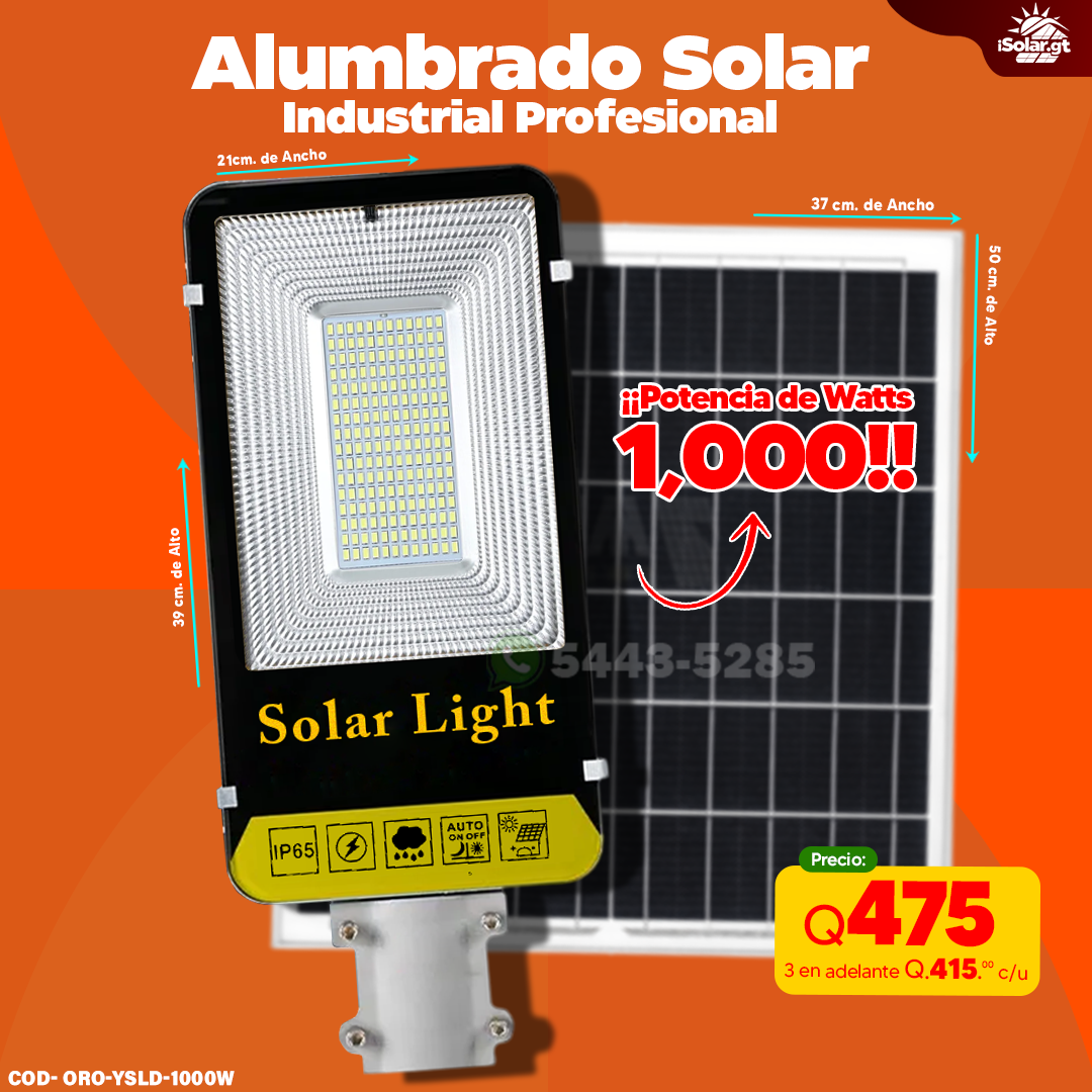 Alumbrado Solar Panel Independiente de 1,000 Watts