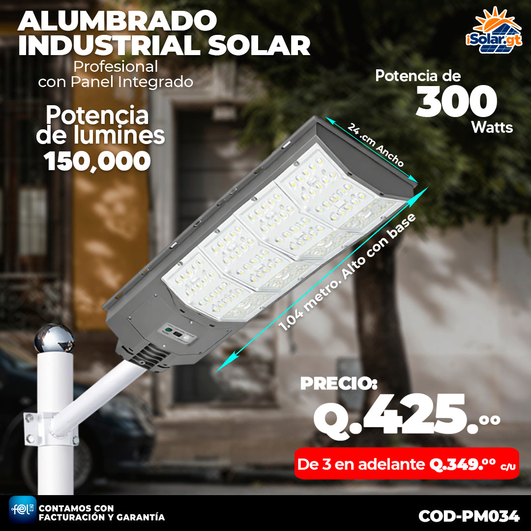 Alumbrado Solar Industrial de 300 Watts ☀️