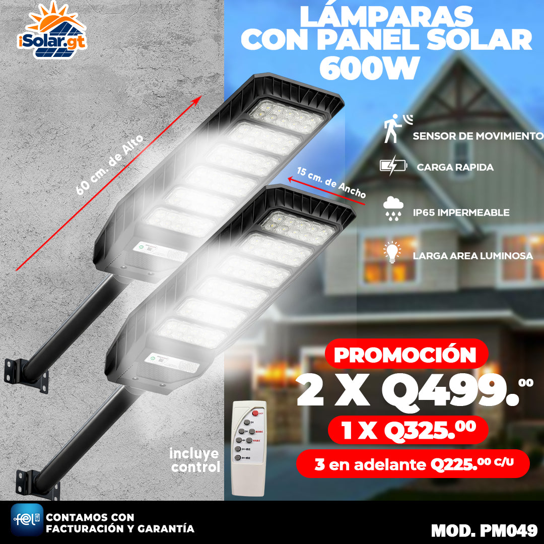 Lampara con Panel Solar de 600 Watts 🔋