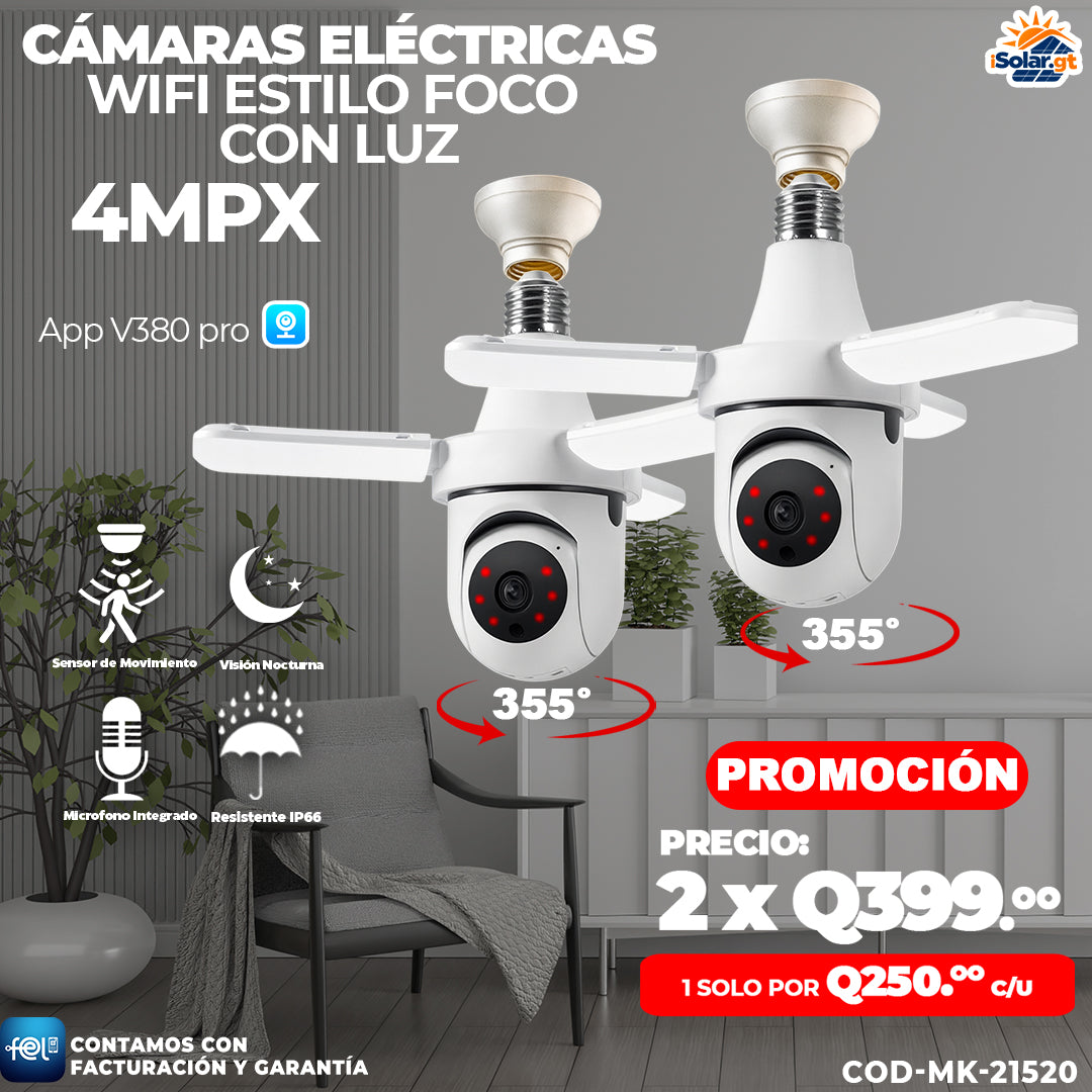 Cámaras Electricas Wifi Estilo Foco Con Luz ✨✨