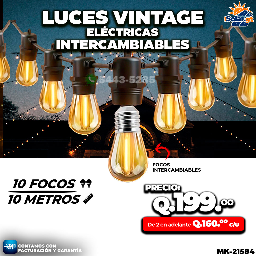 🌌🎍 LUZ VINTAGE DE 10 FOCOS | 10 METROS