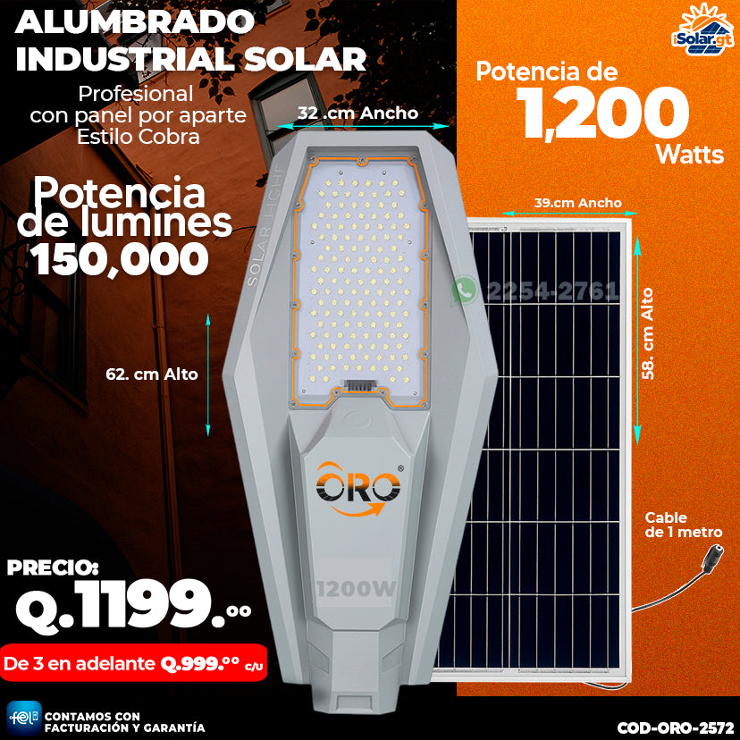 💡 Alumbrado Solar Profesional Estilo Cobra de 1,200 Watts 💡