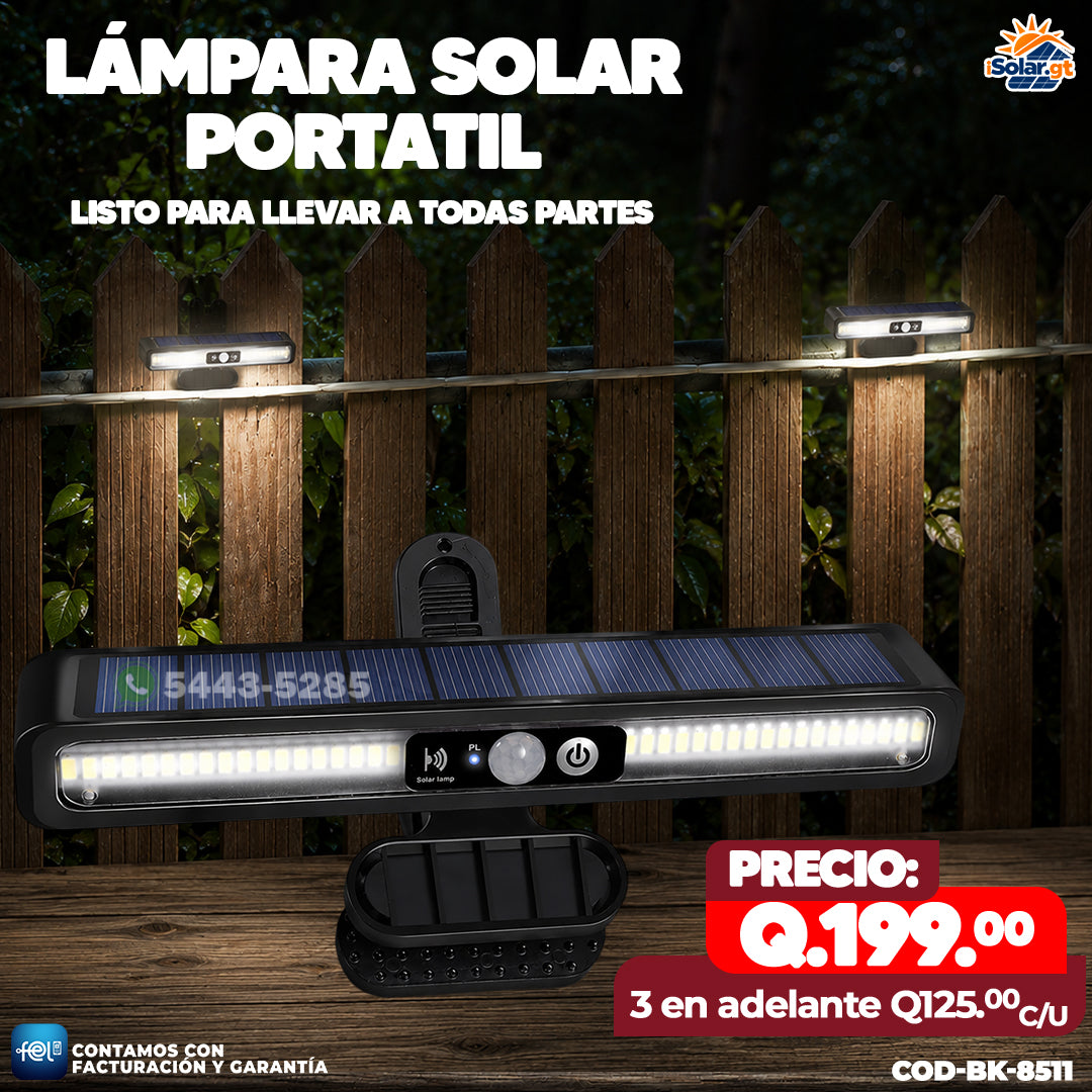 Lámpara Solar Portátil LED con Sensor de Movimiento | Recargable por Energía Solar ☀️🔋