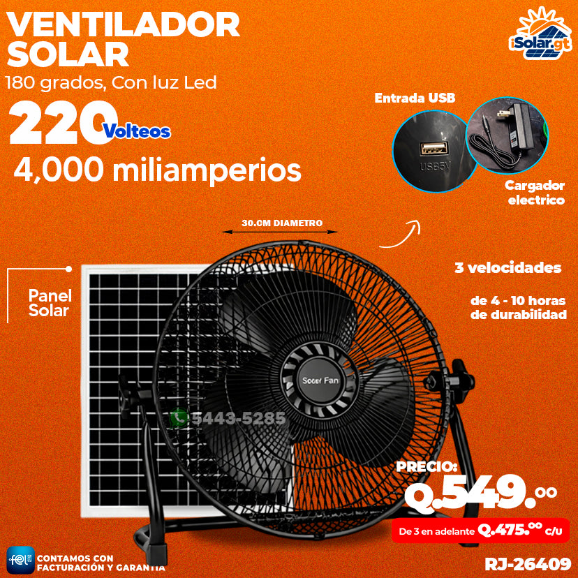Ventilador Solar de 4,000 Miliamperios 🌬️