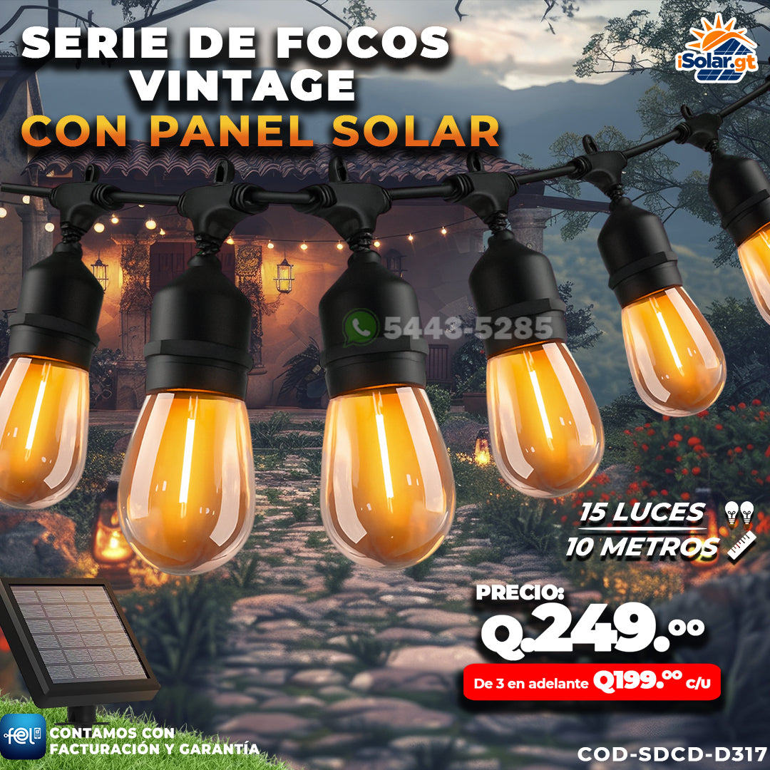 Serie de Focos Vintage de 10 metros y 15 Focos