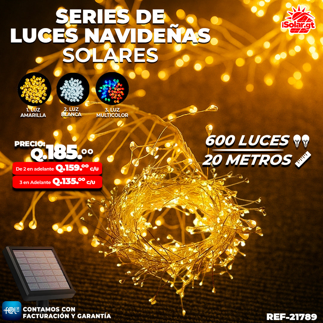 Luz Navideña color Amarilla de 600 Luces/ 20 Metros 🎇✨