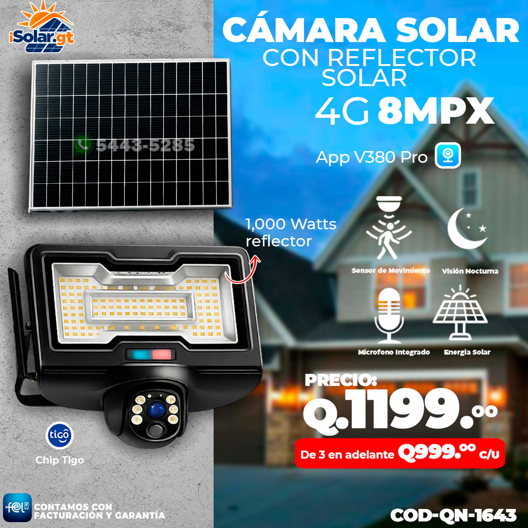 Reflector Solar con Cámara Solar 4G 💡