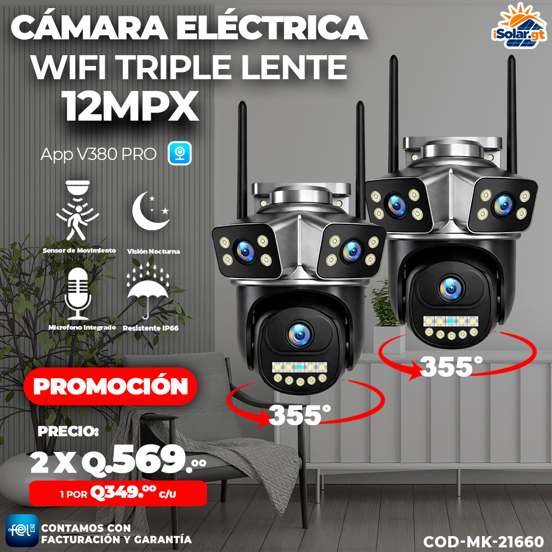 Cámaras Electricas Triple Lente 12MPX - 🎥