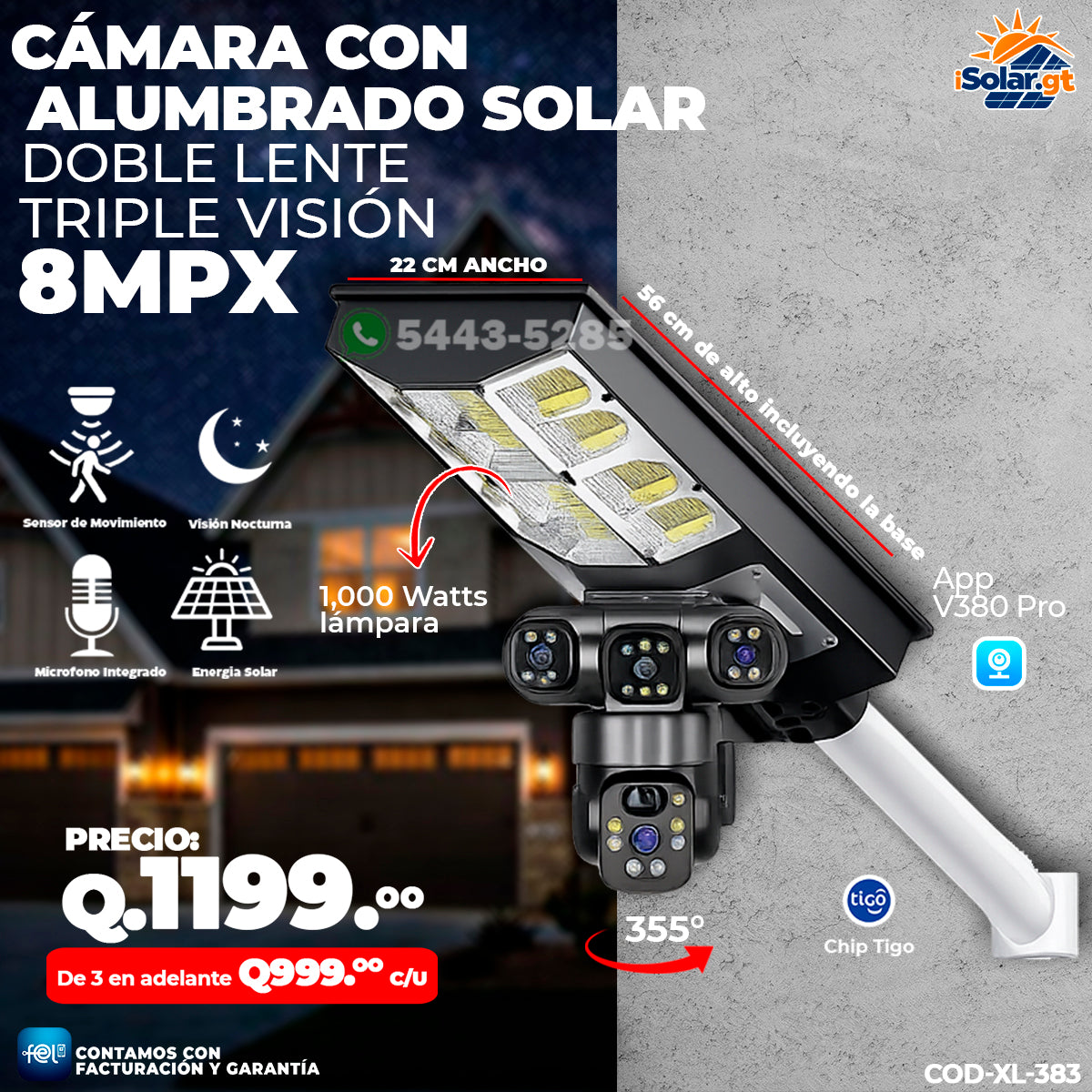 Cámara con Alumbrado Solar 4G 📸💡