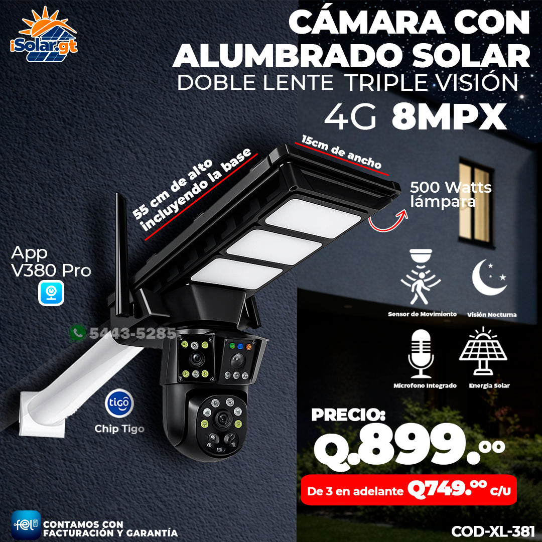 Cámara con Alumbrado Solar Integrado 📸💡