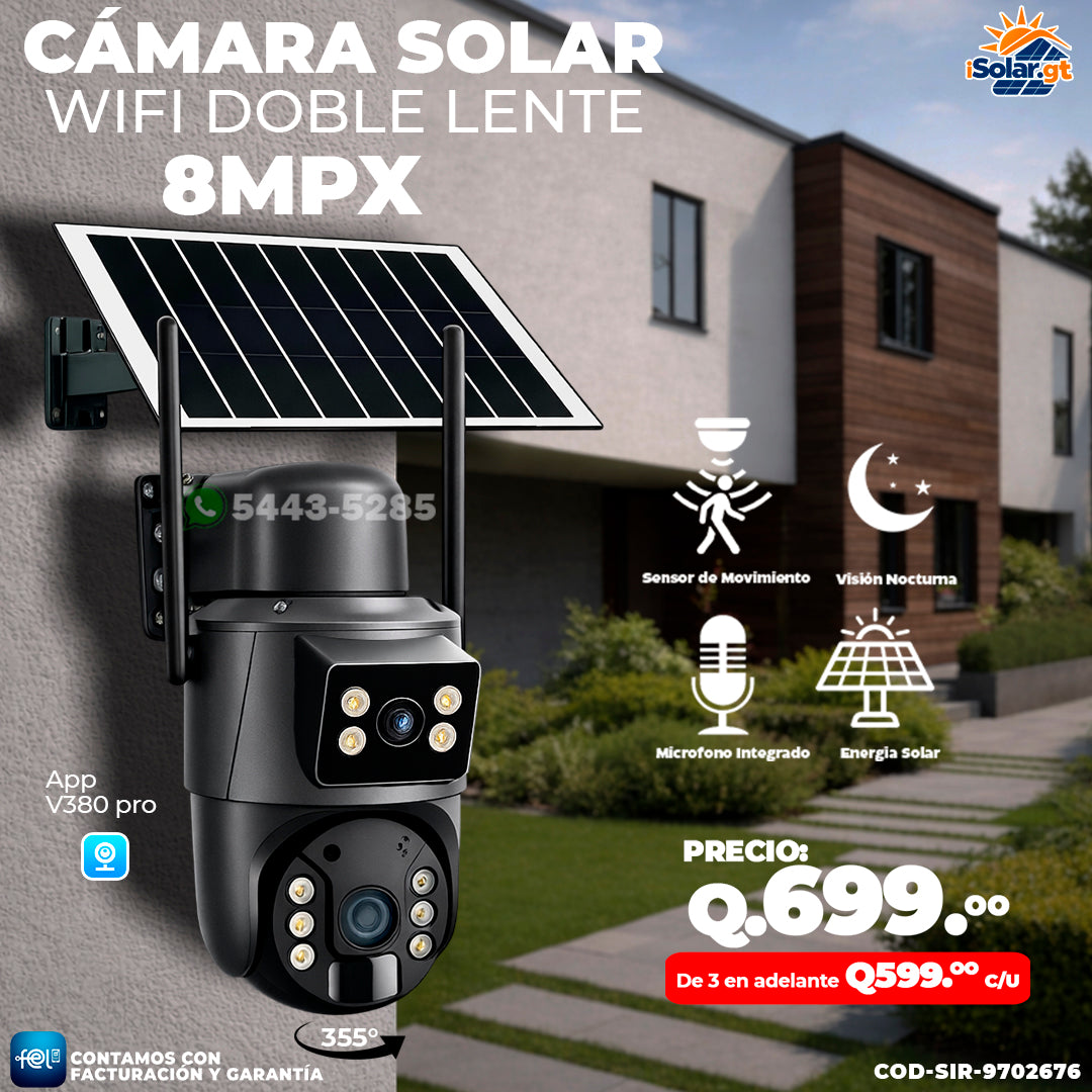 Cámara Solar Wifi de 8 MPX 🔥