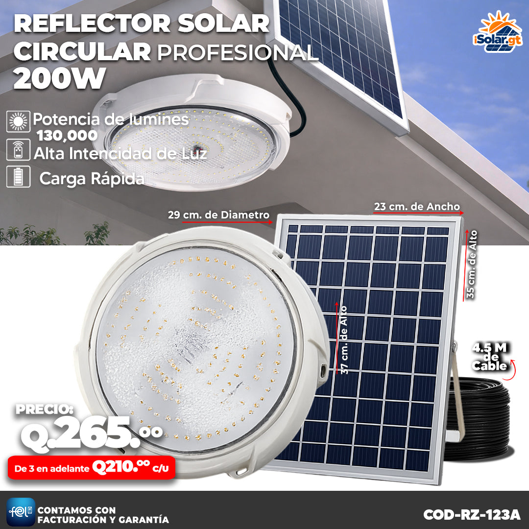 💡☀️ Reflector Solar Circular Profesional de 200W ☀️💡