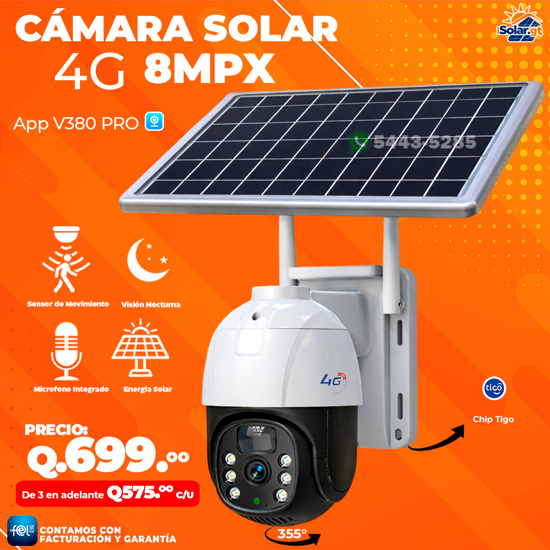 Cámara Solar Con Chip 4G - 8 MPX 📷🔄