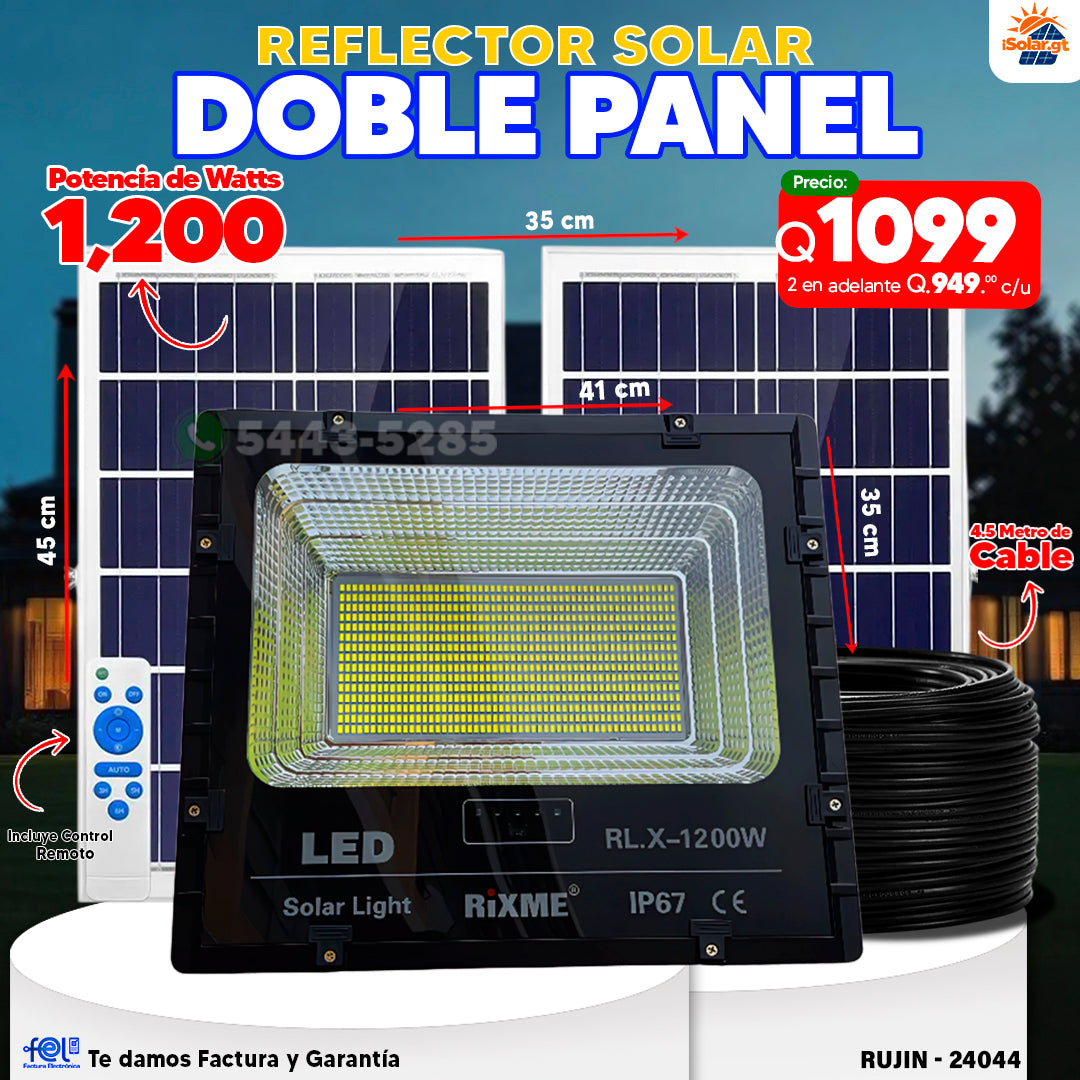 🔆 Reflector Solar Doble Panel de 1200 Watts 🔋☀️