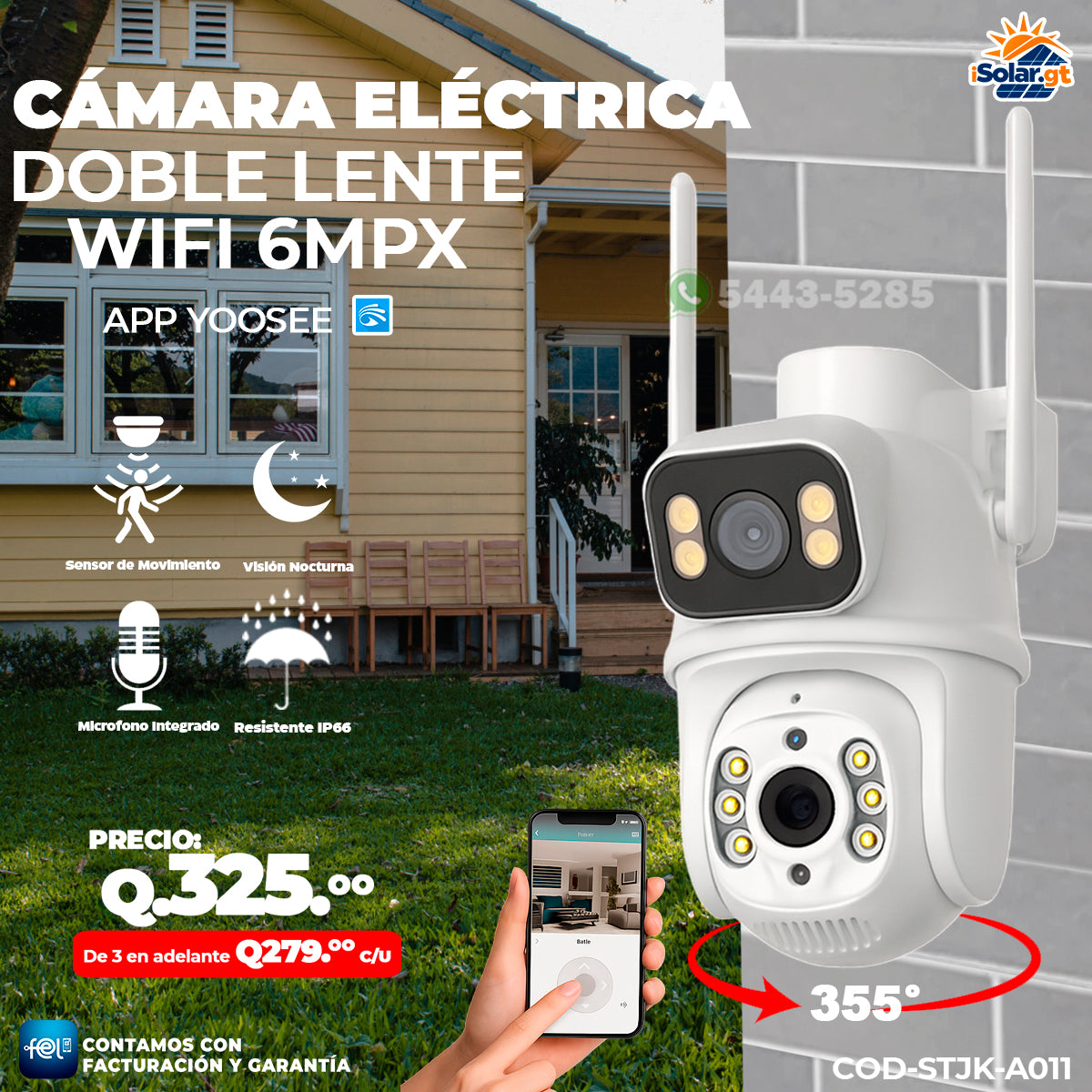 Cámara Wi-fi 2 lentes 6MPX 🌙🌙