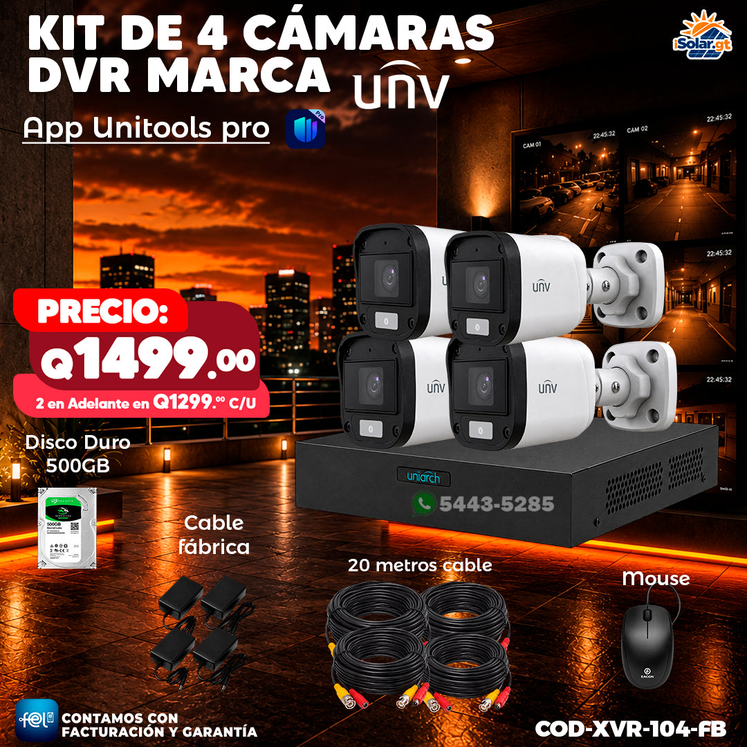 🎥📹 Kit XVR de 4 Cámaras UNV