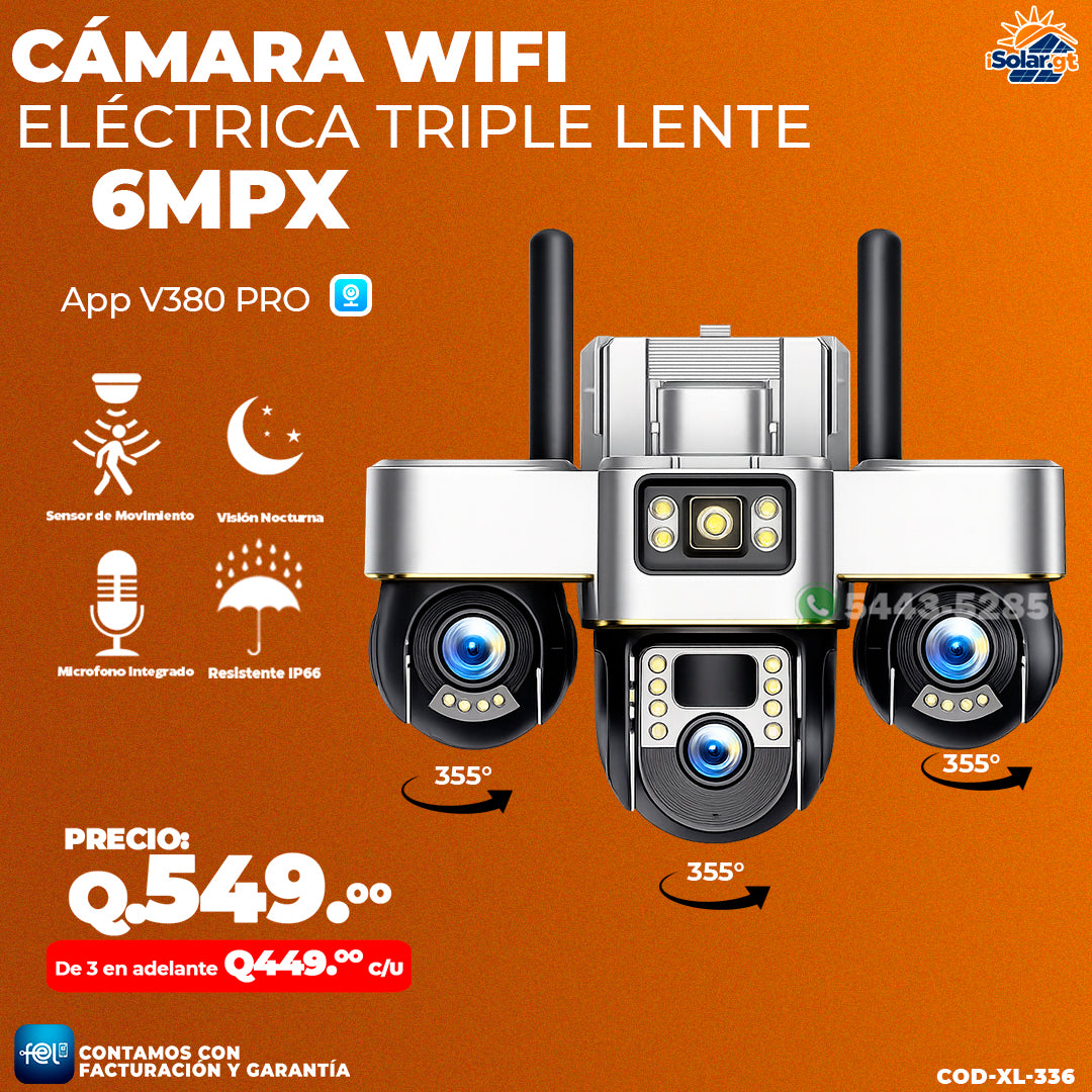 Cámara Triple Lente de 6MPX 🚶♂️