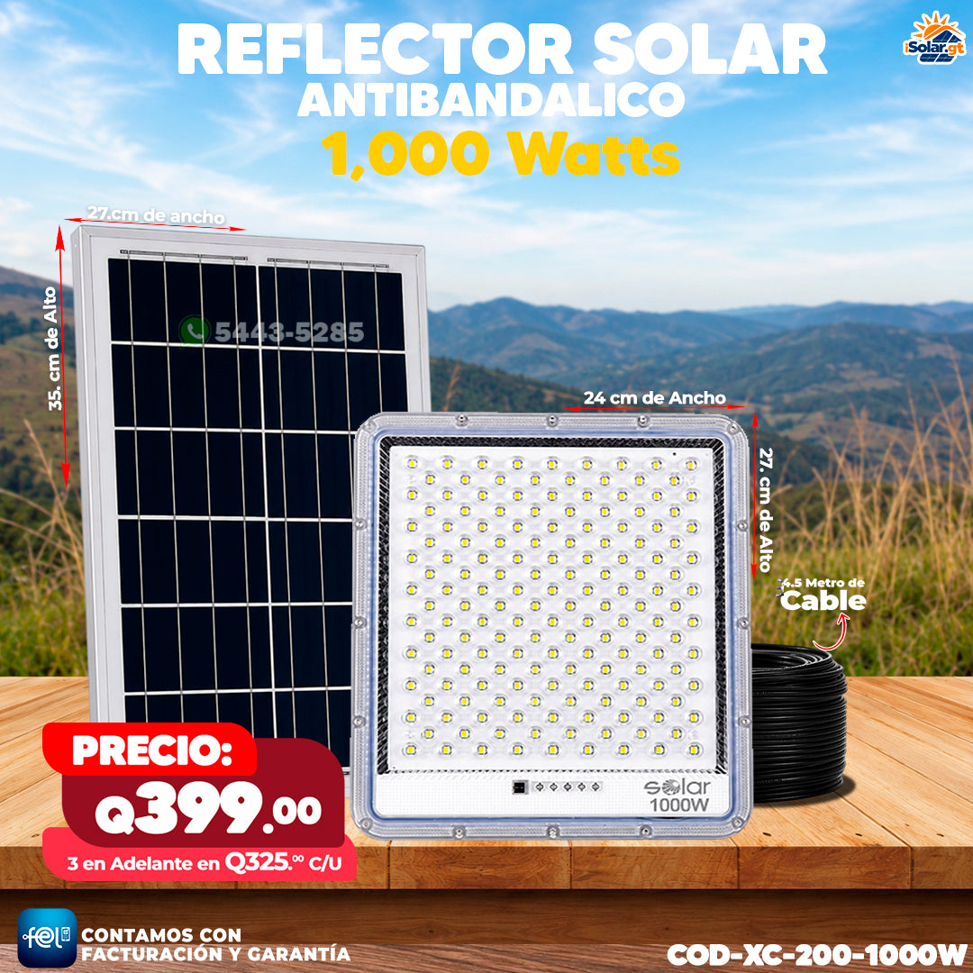 Reflector Solar Antivandálico de 1,000W 🔆🔆