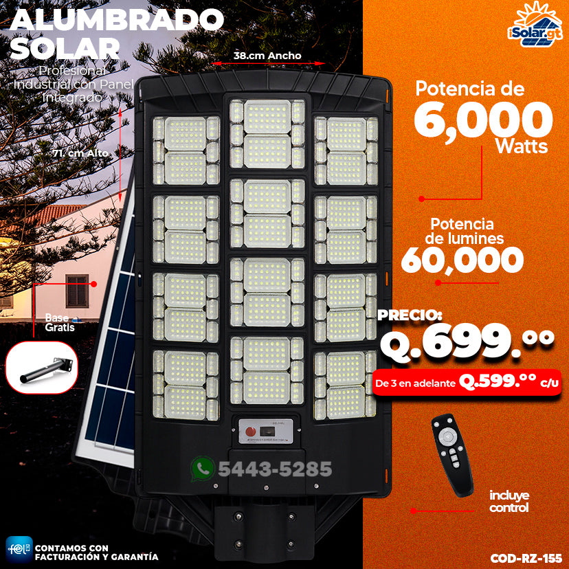 Alumbrado Solar 6,000W – 60,000 lúmenes 🔸