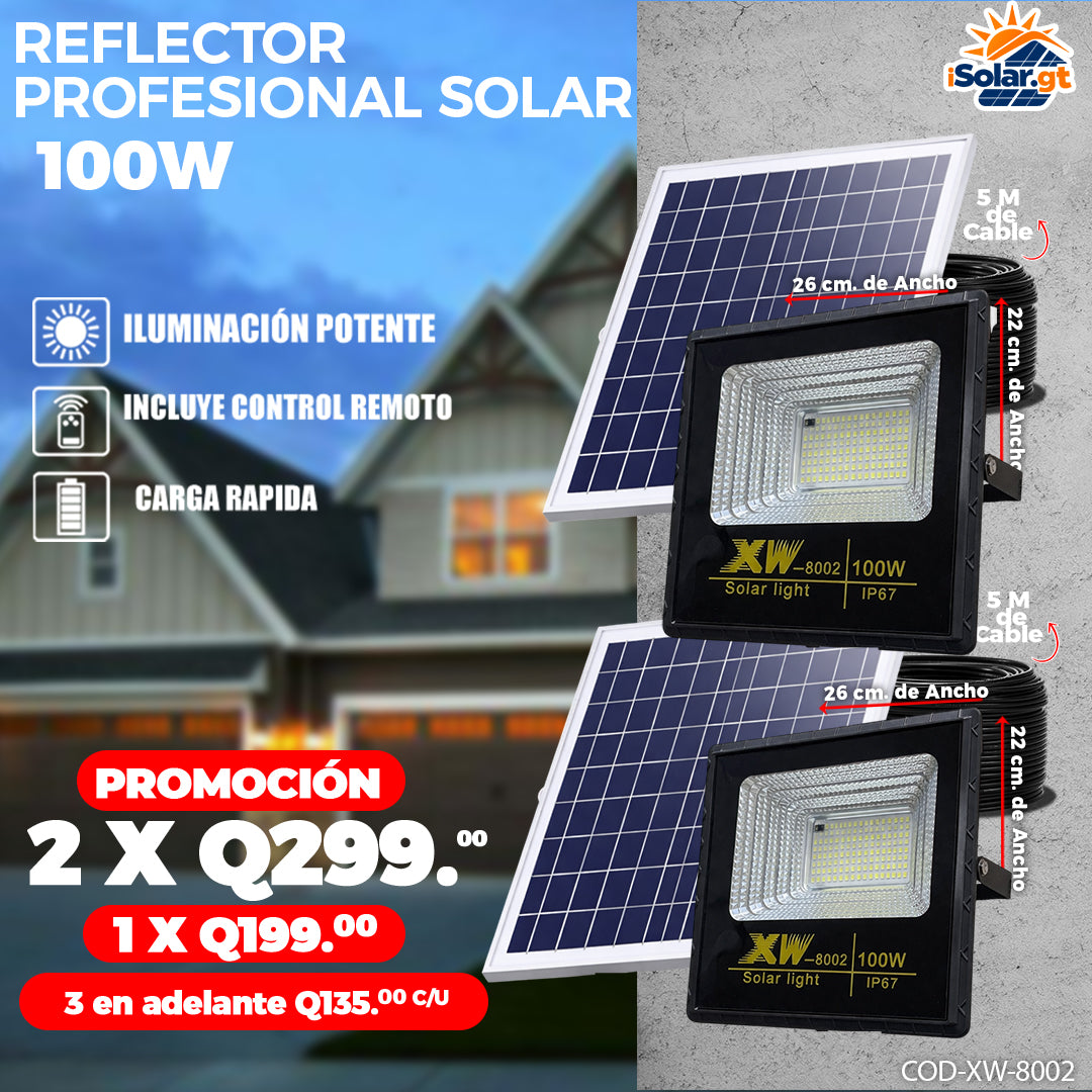 Reflectores Solares con Panel 100 Watts 🌞