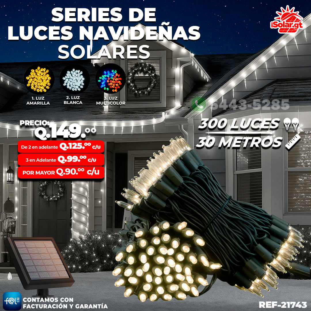 Luz Navideña color Blanco de 300 Luces/ 30 Metros 🎇✨