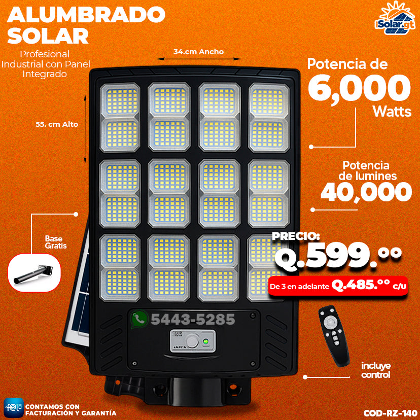 Alumbrado Solar Industrial - 6,000 WATTS 💡