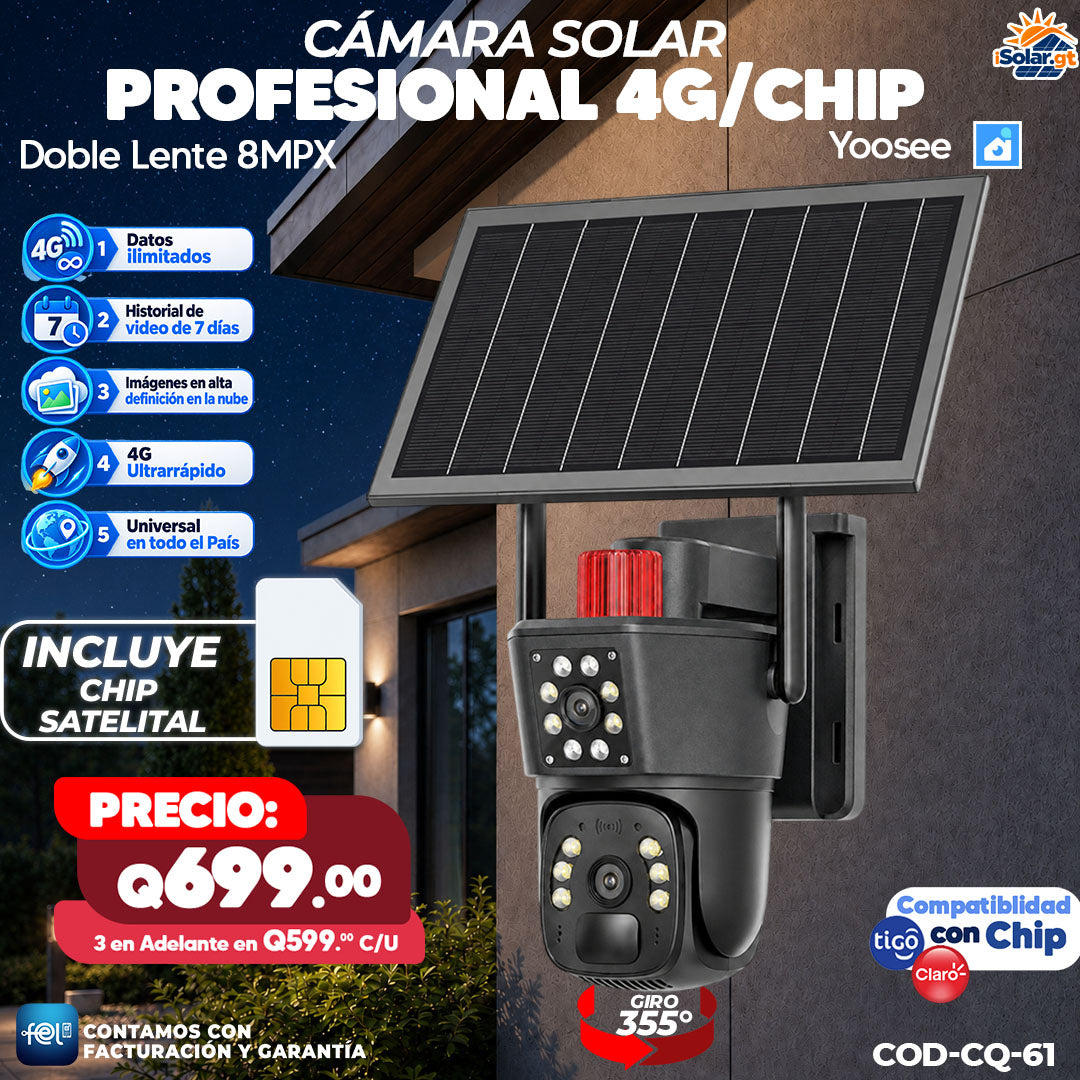 📹☀️ Cámara Solar Profesional 4G con Chip | Doble Lente 8MPX 🎥