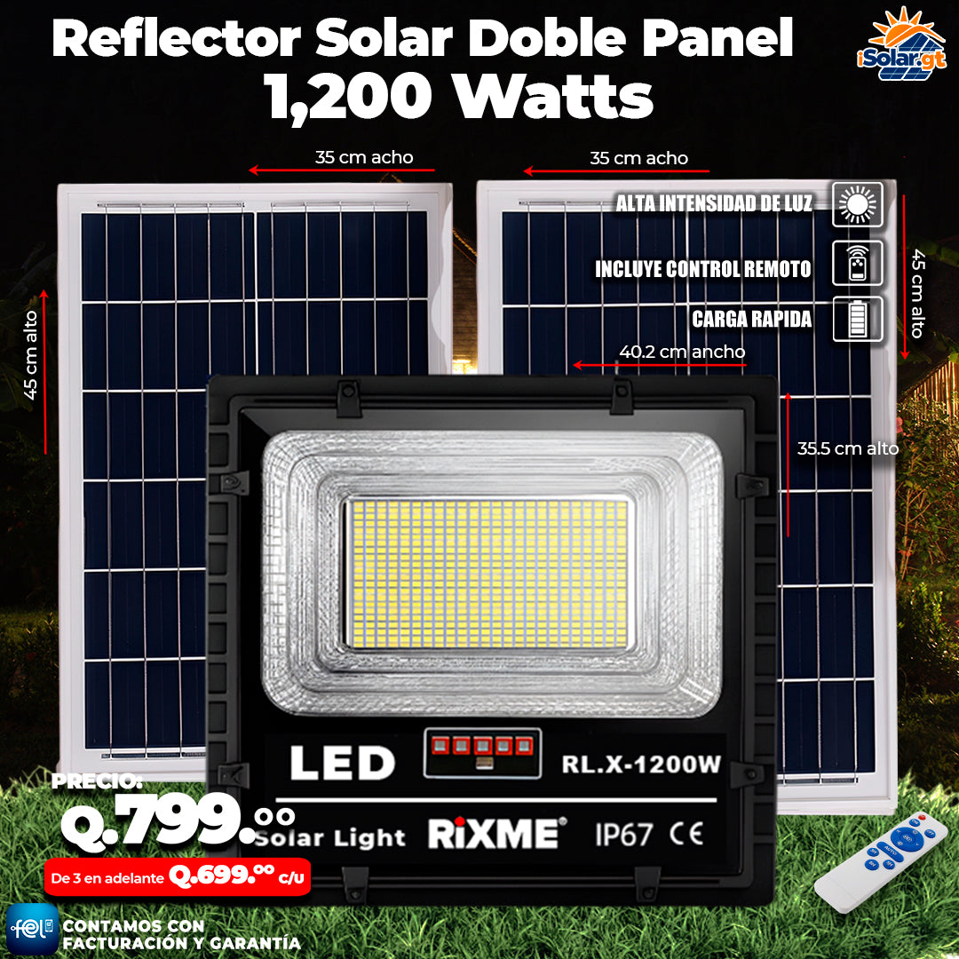 🔆 Reflector Solar Doble Panel de 1200 Watts 🔋☀️