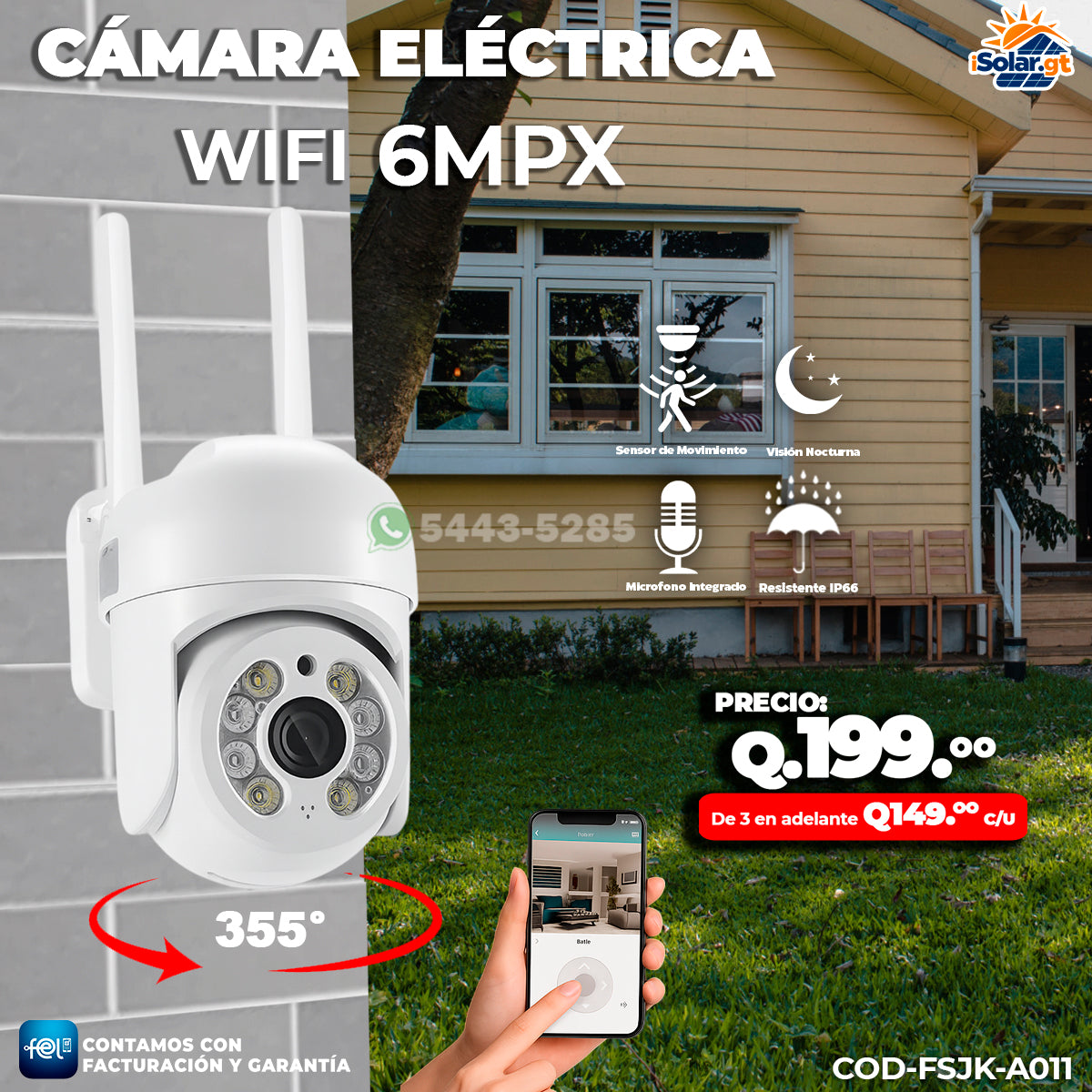 Cámara de Seguridad Wifi de 6MPX