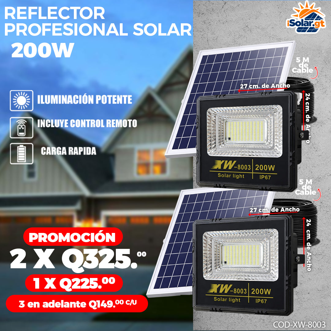 Reflectores Solares con Panel 200 Watts 🌞