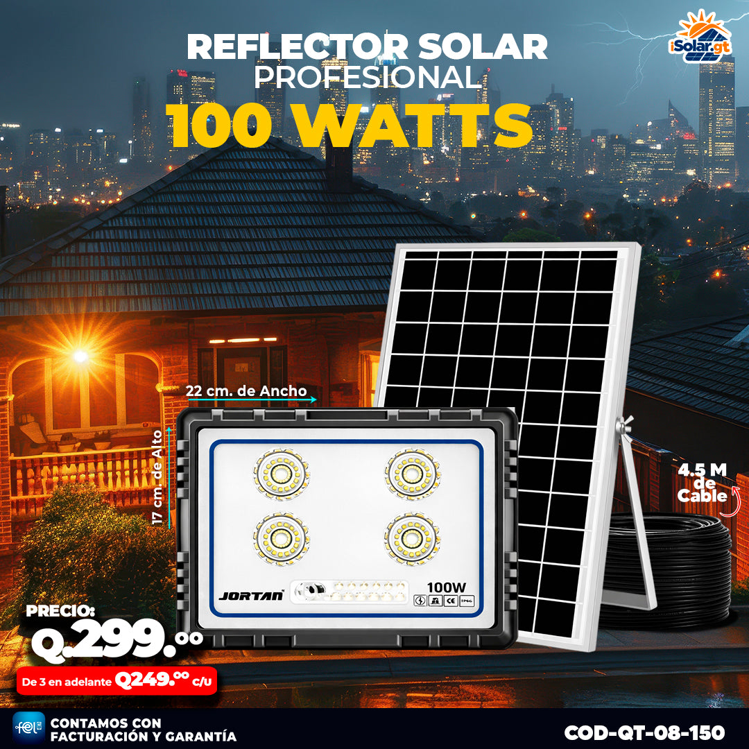 Reflector Solar Profesional Jortan de 100 Watts ☀️