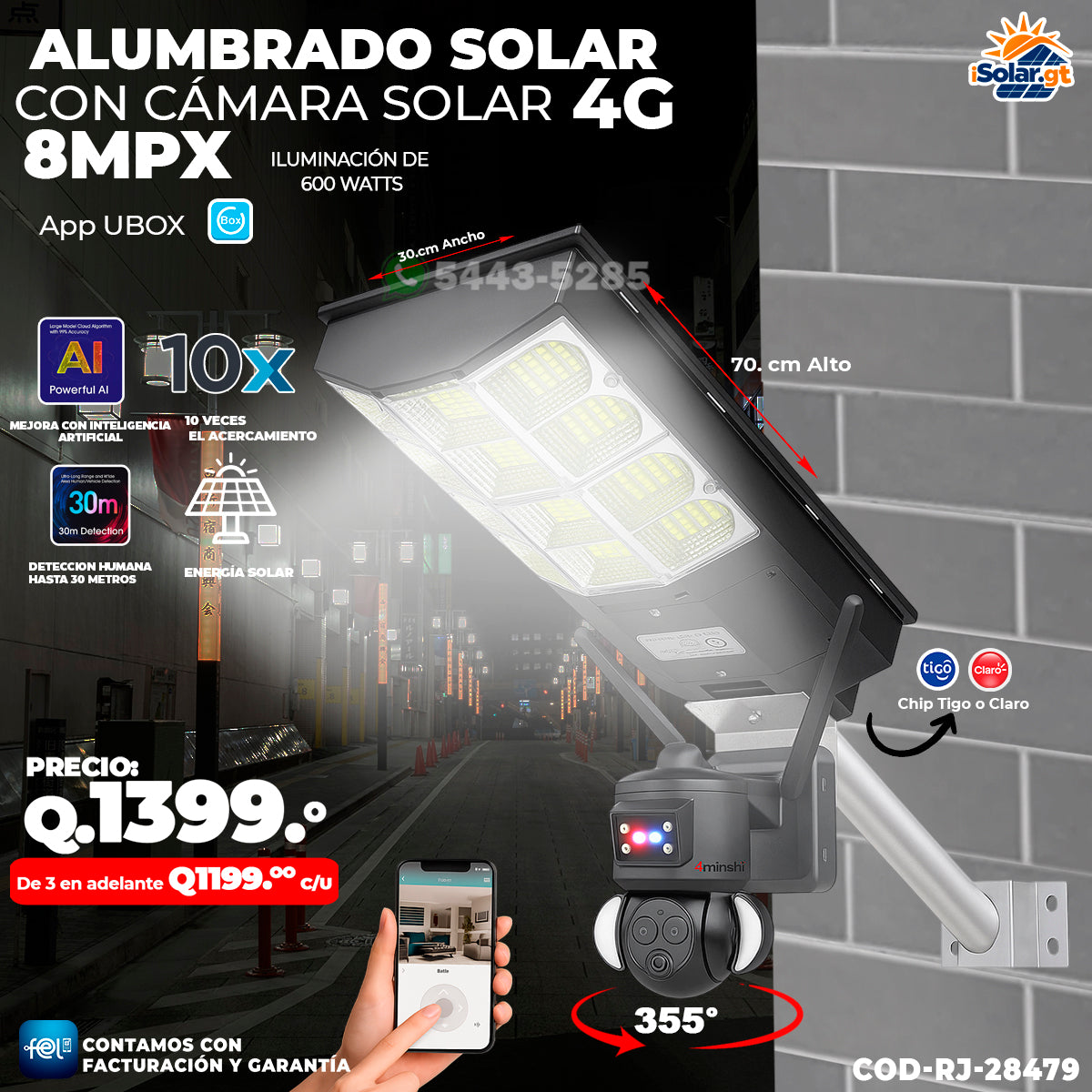 Alumbrado Solar con Cámara Solar 4G 💡