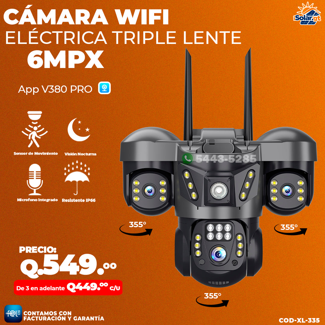 Cámara Triple Lente de 6MPX 🚶♂️